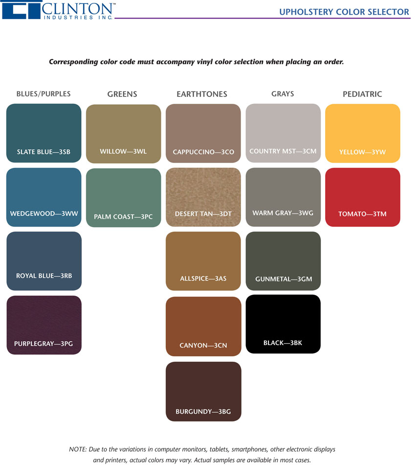 Clinton Upholstery Colors